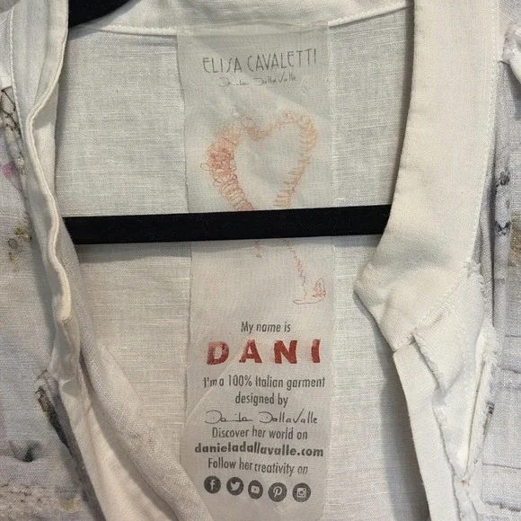 Elisa Cavaletti Dani Shirt Italian Linen Blend Womens X-Large Boho Beach Artsy - Picture 2 of 8